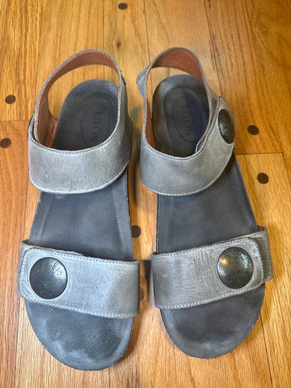 Taos Leather Sandals Womens 11 EU 42 Gray Made Portugal 19107 Comfort